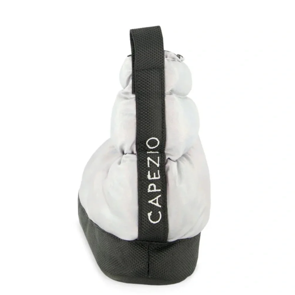 NWT CAPEZIO (9/10) Slipper Boot Metallic Nylon Quilt Moon Silver Black Comfort - Picture 2 of 15